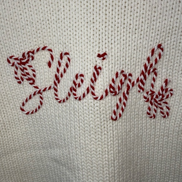 LELIS Sleigh Christmas Sweater Vest Cream Holiday Turtleneck Small - Picture 4 of 8